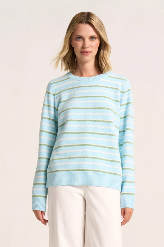 SOPHIA STRIPE SWEATER - SKY/SAGE