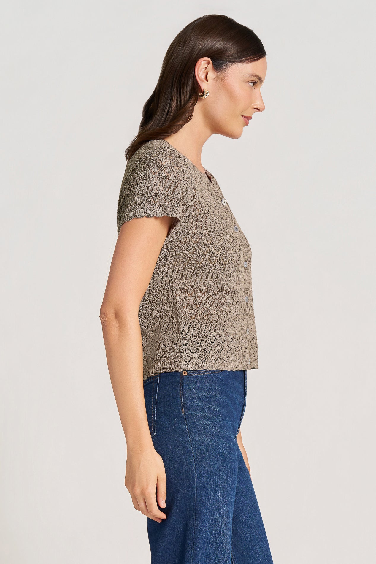 ORLA SHORT SLEEVE TOP - DUSTY-OLIVE