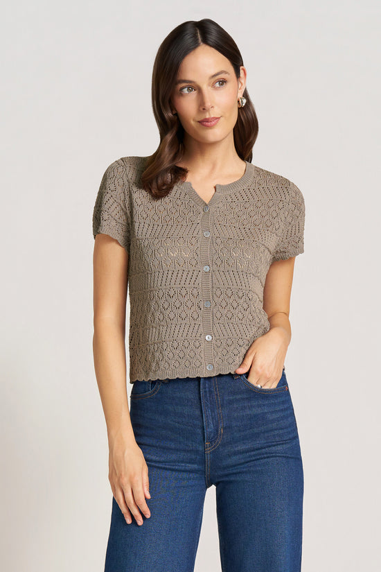 ORLA SHORT SLEEVE TOP - DUSTY-OLIVE