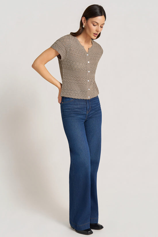ORLA SHORT SLEEVE TOP - DUSTY-OLIVE