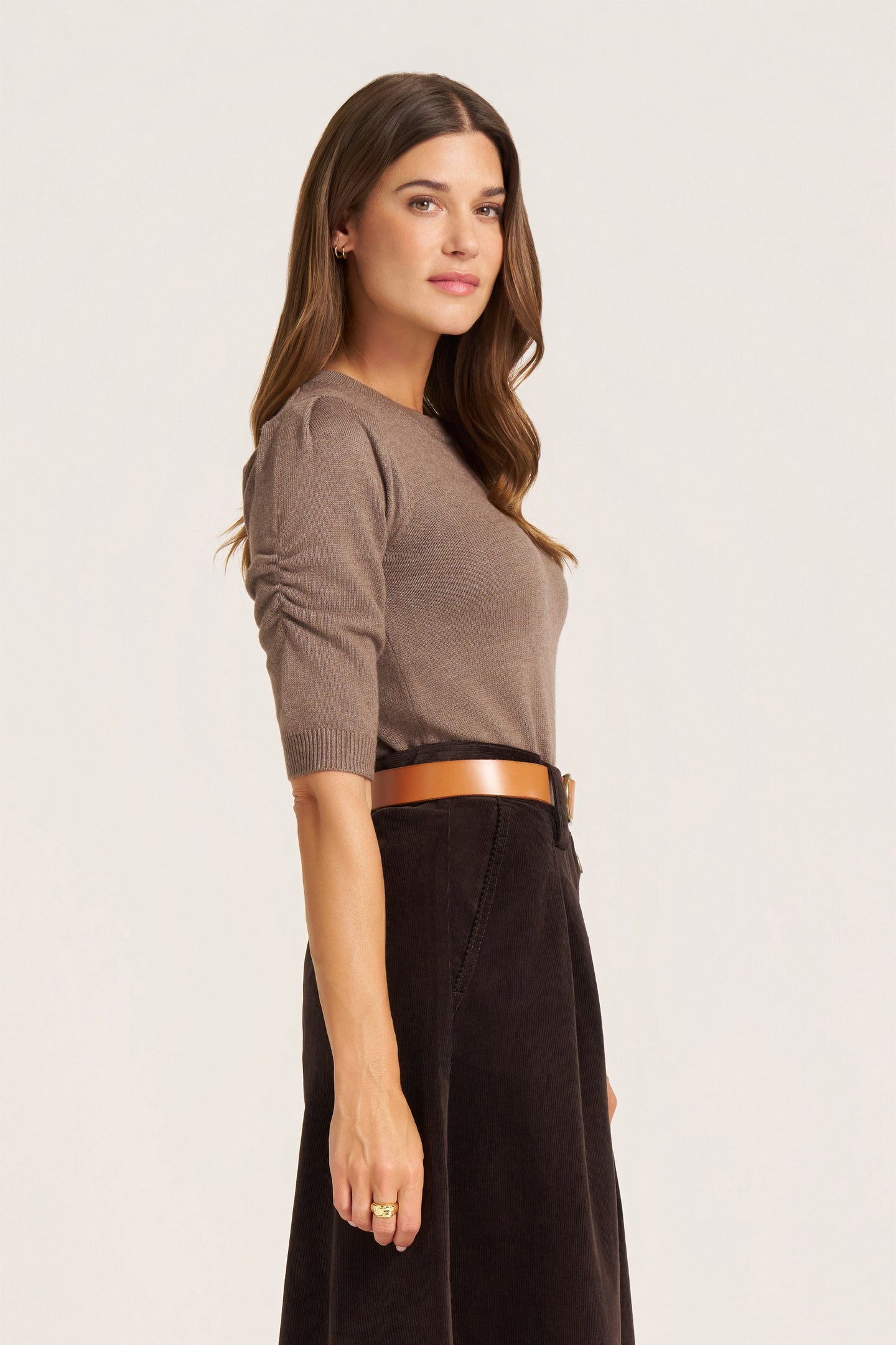 EVERLY SWEATER TOP - PEBBLE