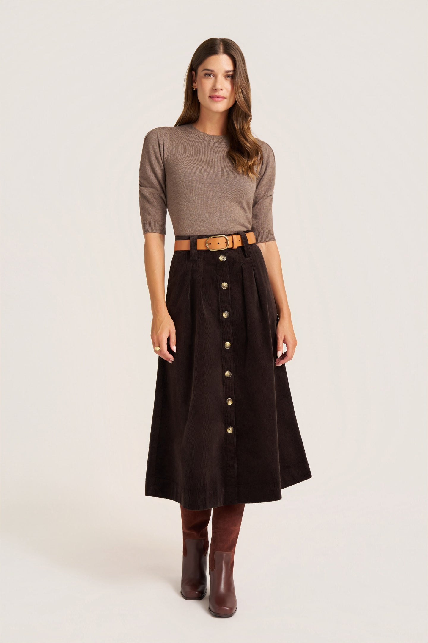 EVERLY SWEATER TOP - PEBBLE