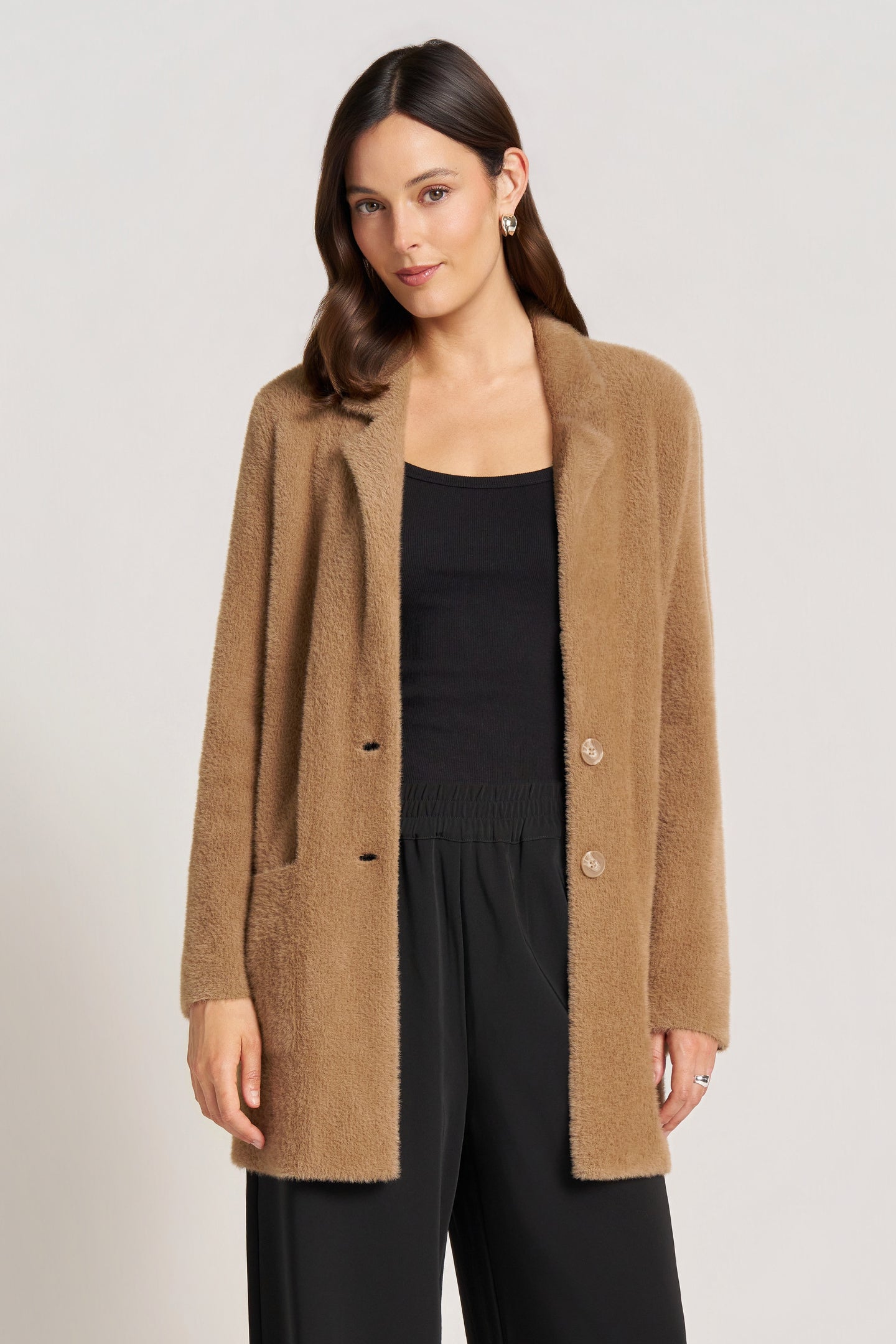 VESPER TWO-BUTTON COATIGAN - CAMEL