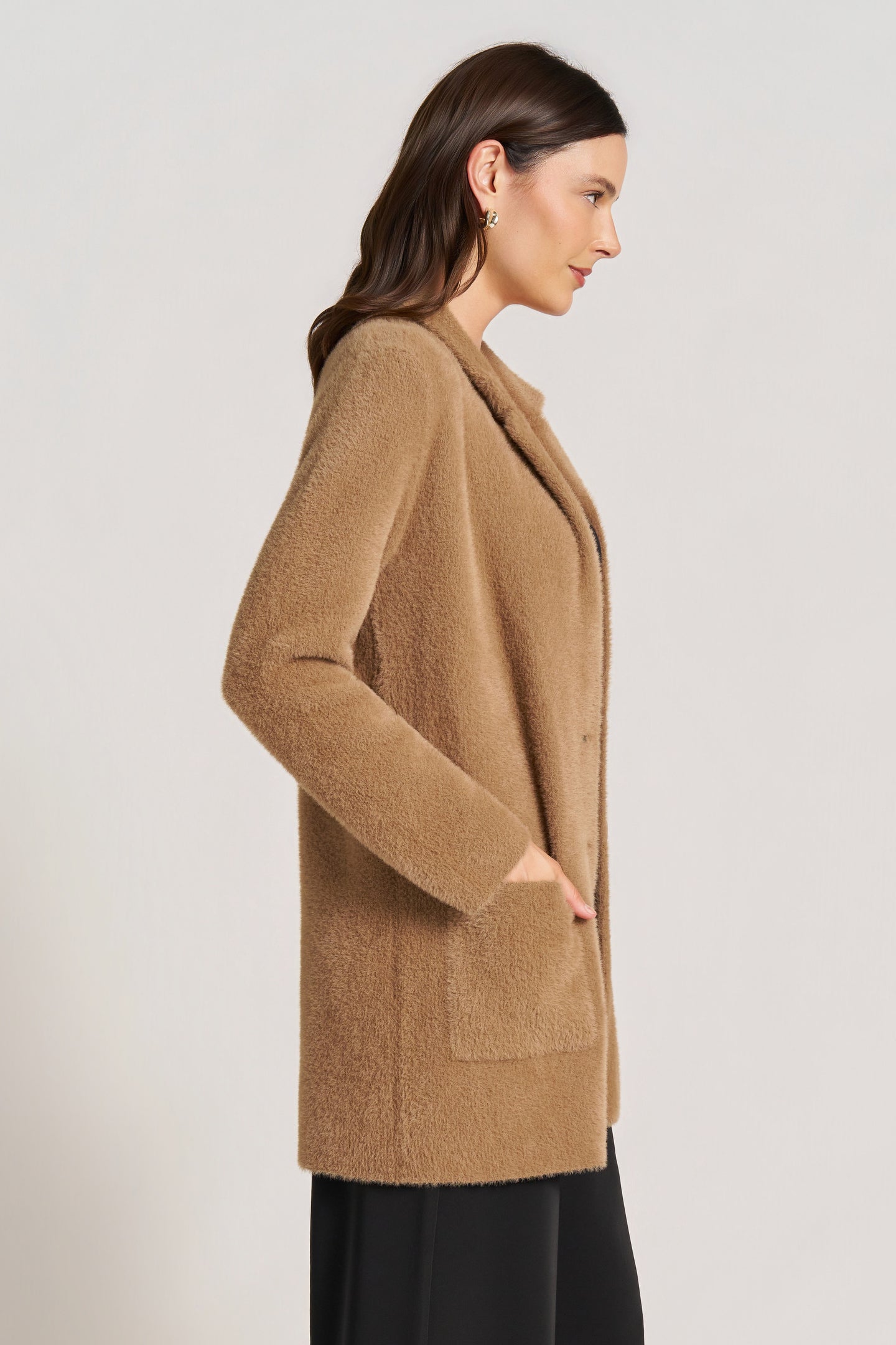 VESPER TWO-BUTTON COATIGAN - CAMEL
