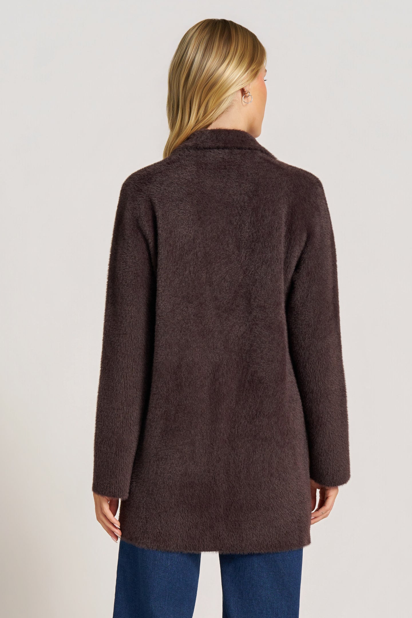 VESPER TWO-BUTTON COATIGAN - ESPRESSO
