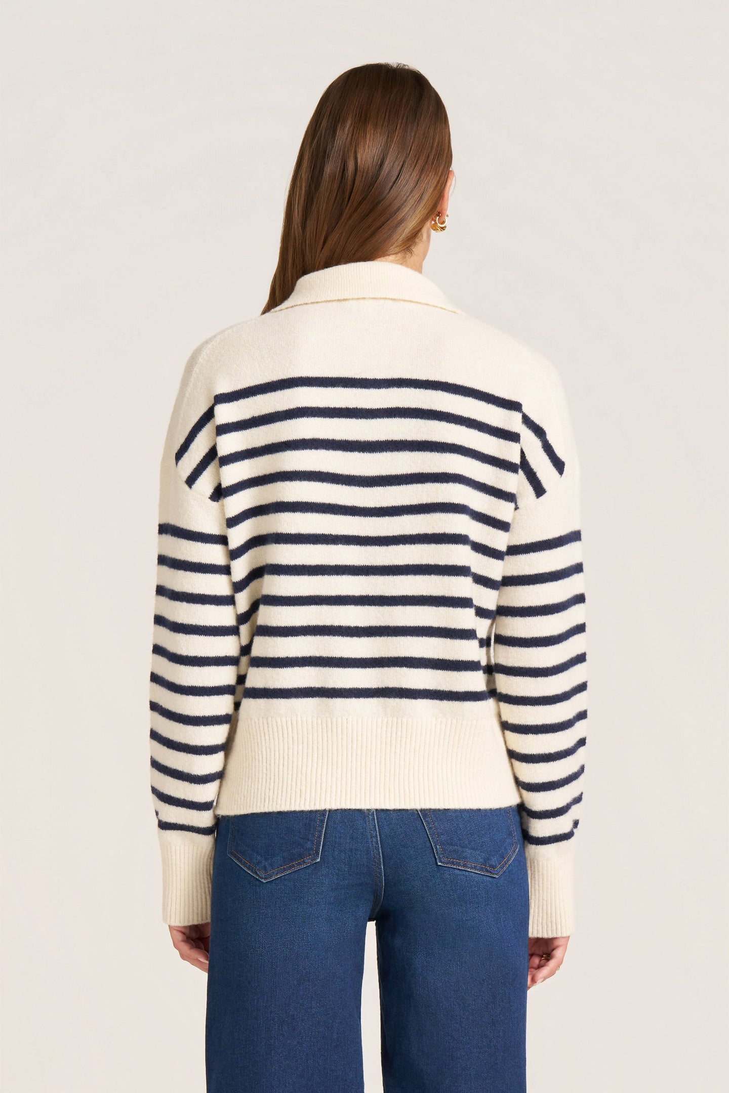 LUNARA STRIPE SWEATER - IVORY/NAVY