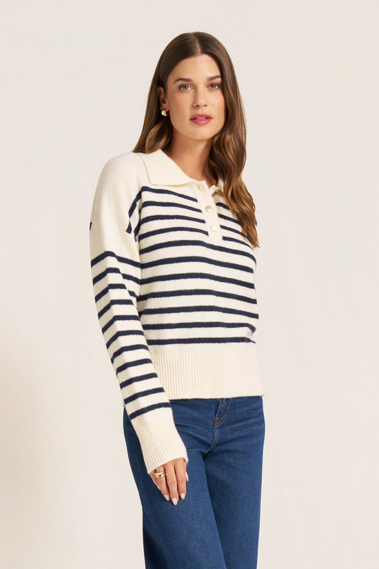 LUNARA STRIPE SWEATER - IVORY/NAVY