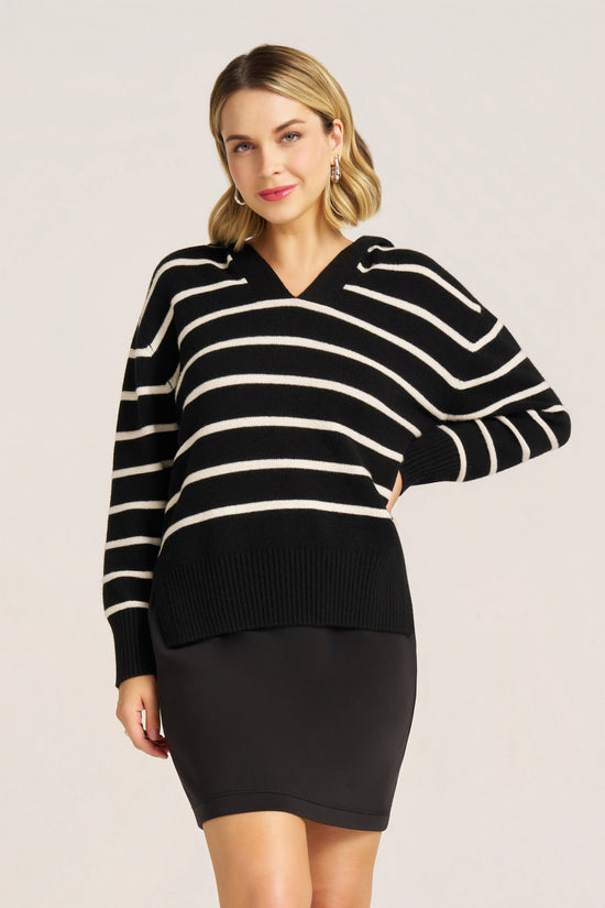 JUNO STRIPE HOODIE - BLACK/WHITE