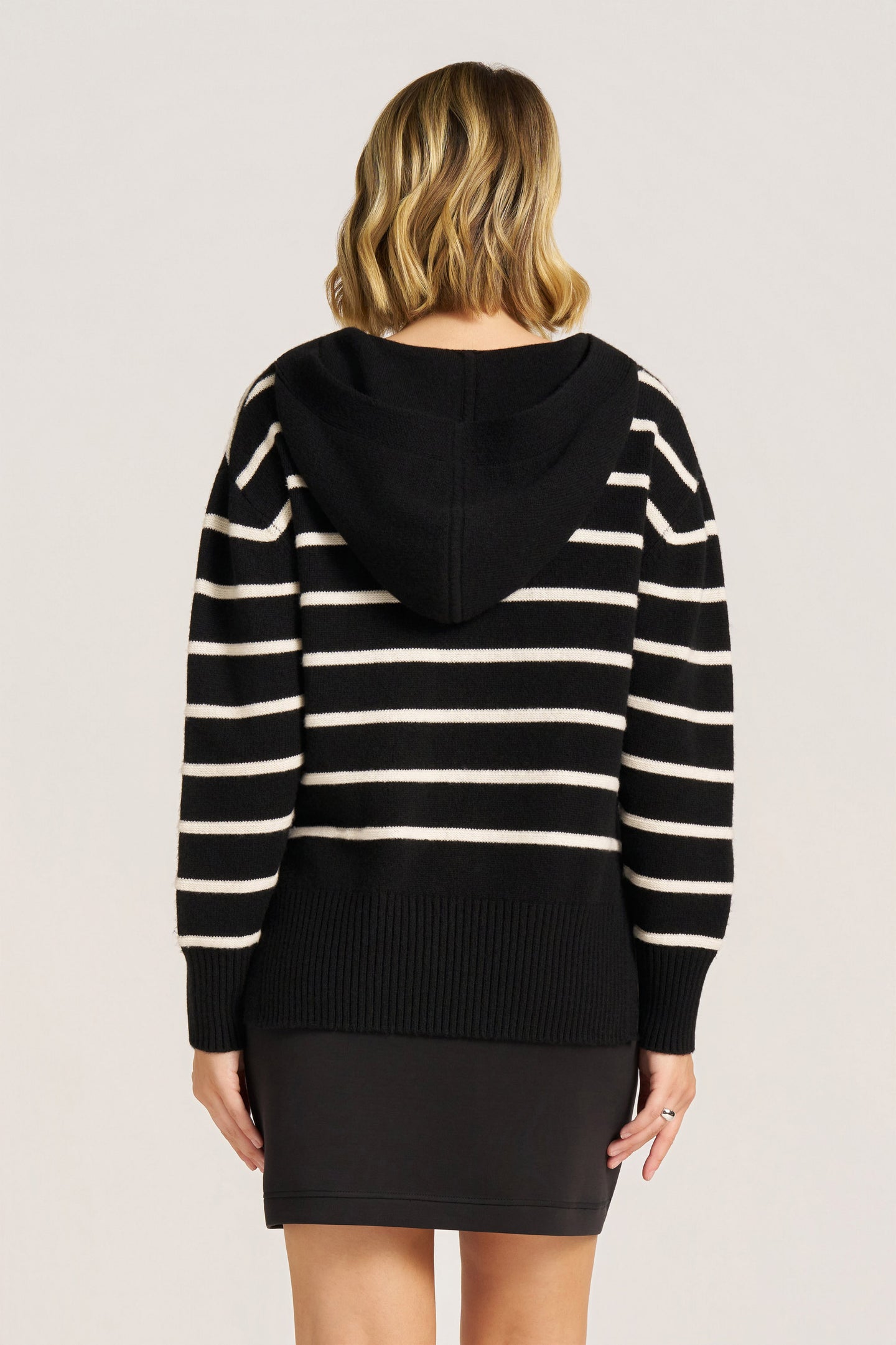 JUNO STRIPE HOODIE - BLACK/WHITE