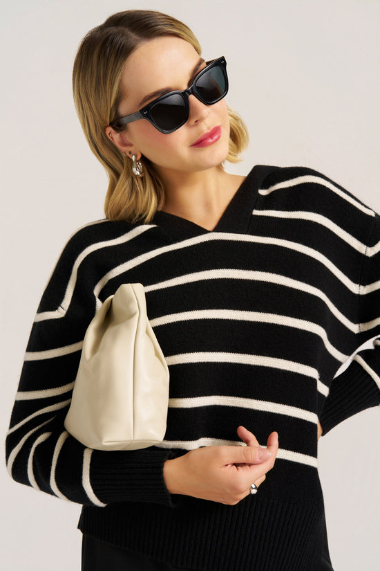 JUNO STRIPE HOODIE - BLACK/WHITE