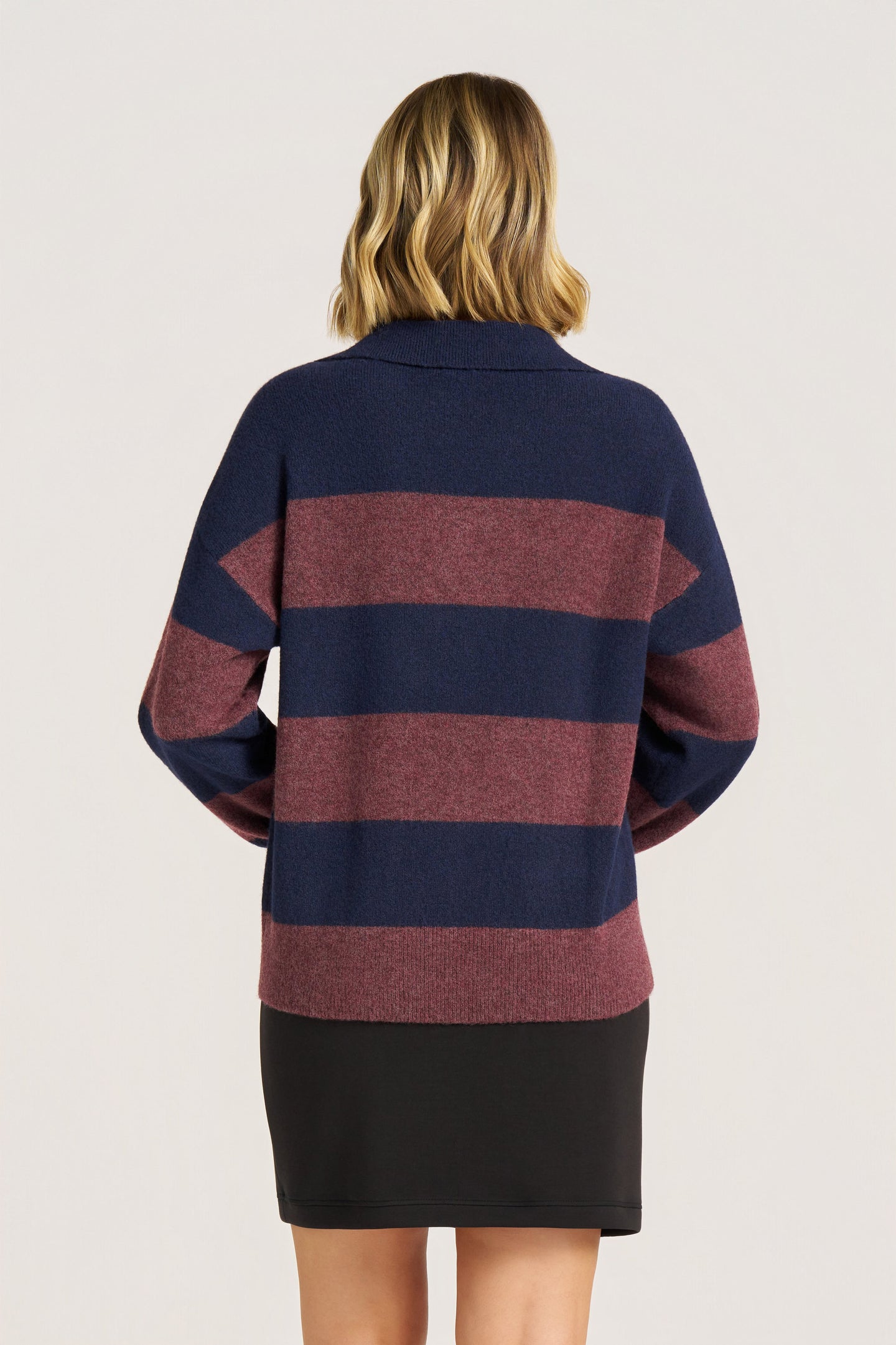 KRISTIE STRIPE SWEATER - NAVY