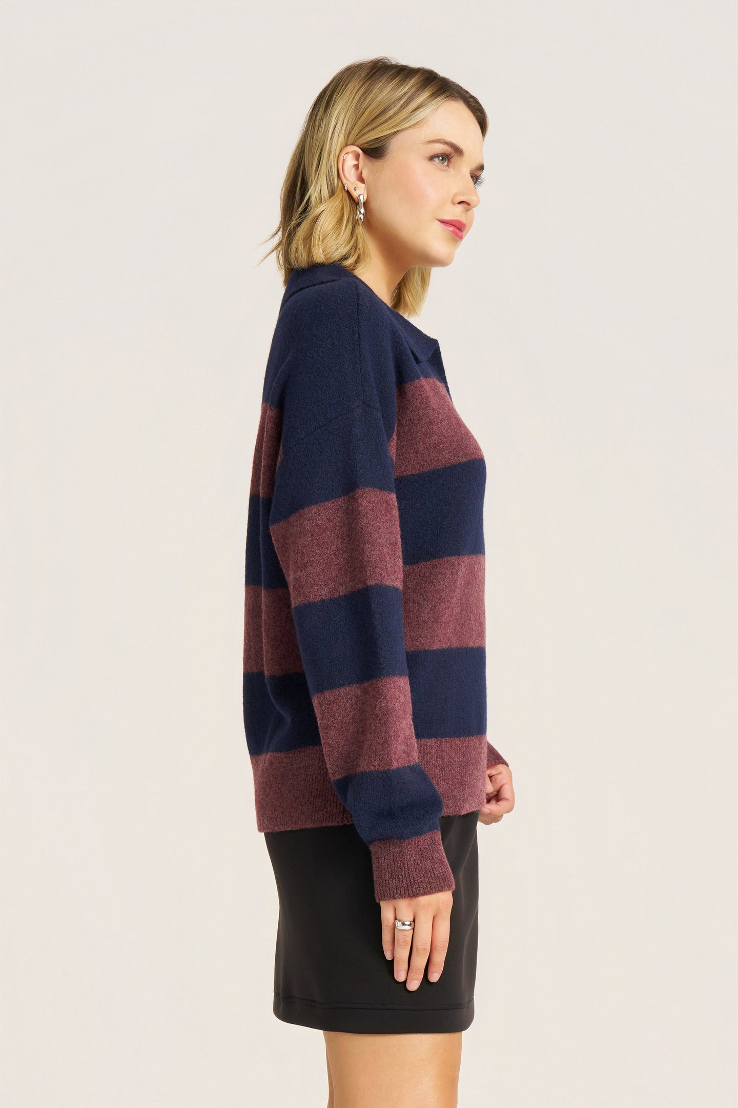 KRISTIE STRIPE SWEATER - NAVY