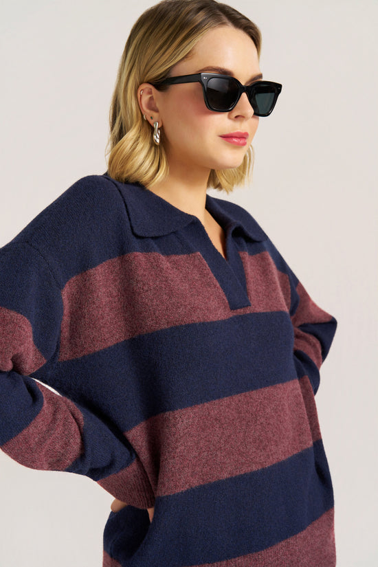 KRISTIE STRIPE SWEATER - NAVY