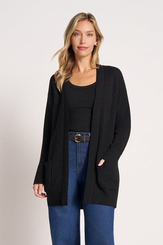 MARIN COTTON CARDIGAN - BLACK