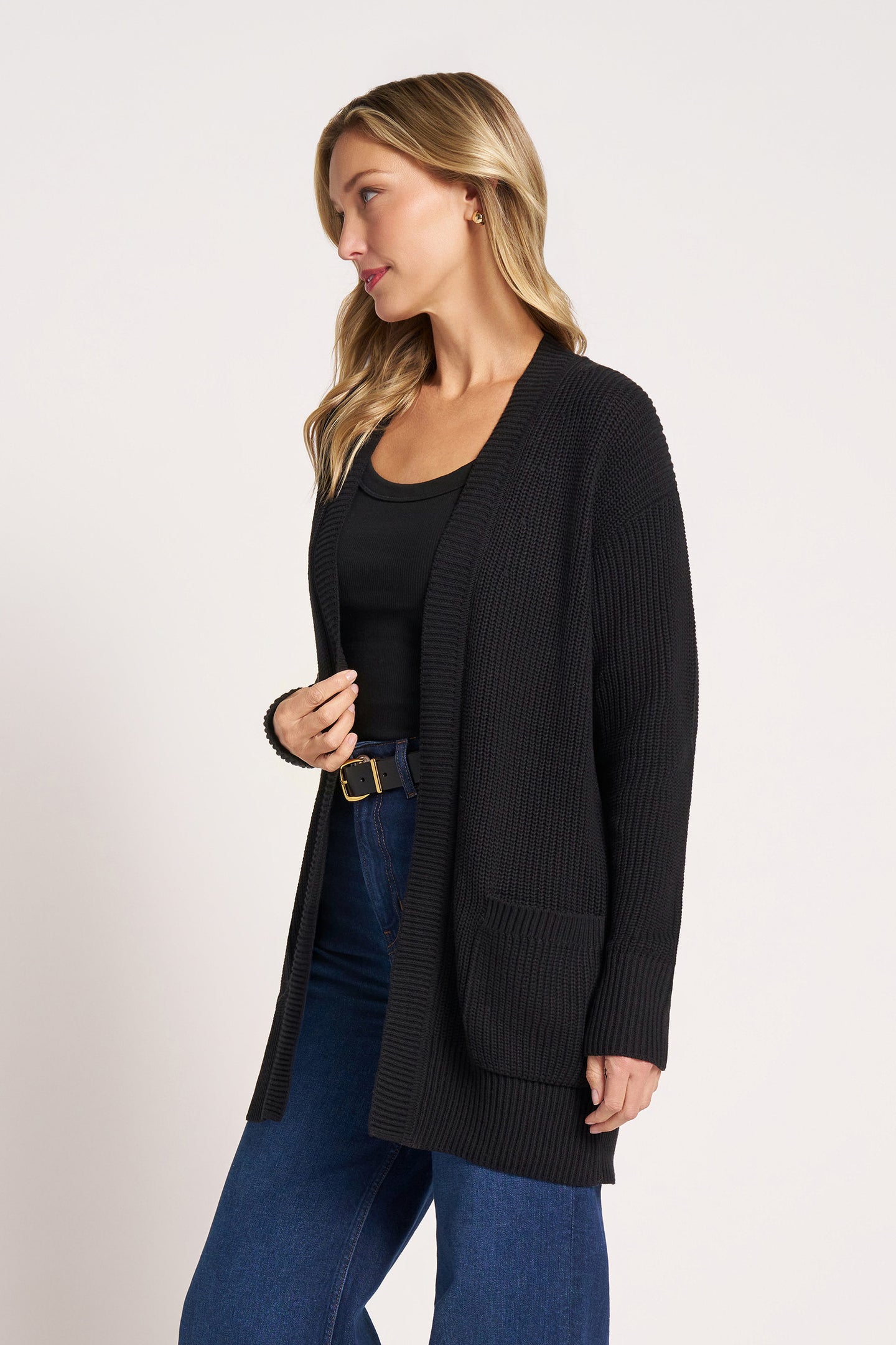 MARIN COTTON CARDIGAN - BLACK