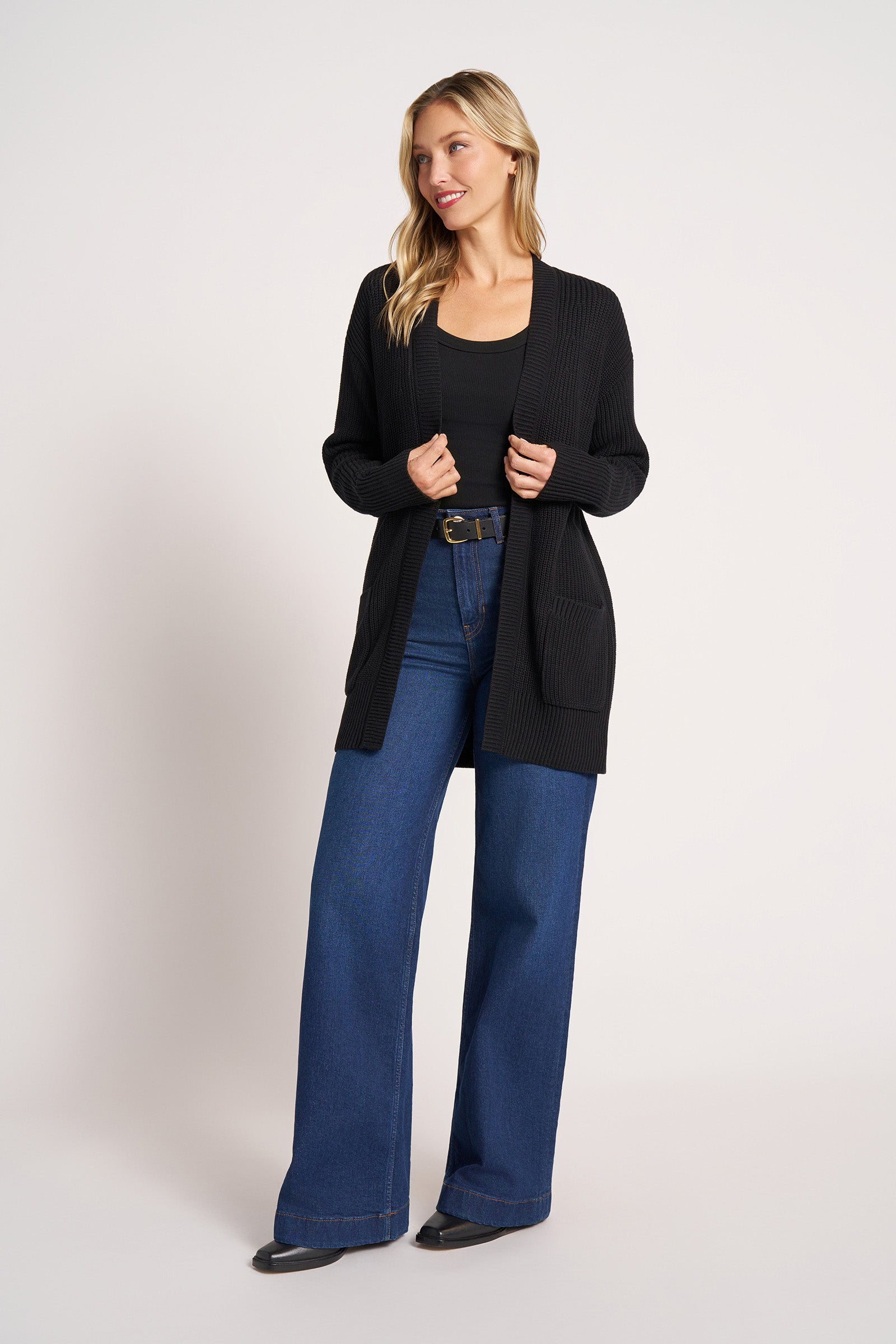 MARIN COTTON CARDIGAN - BLACK – mattym