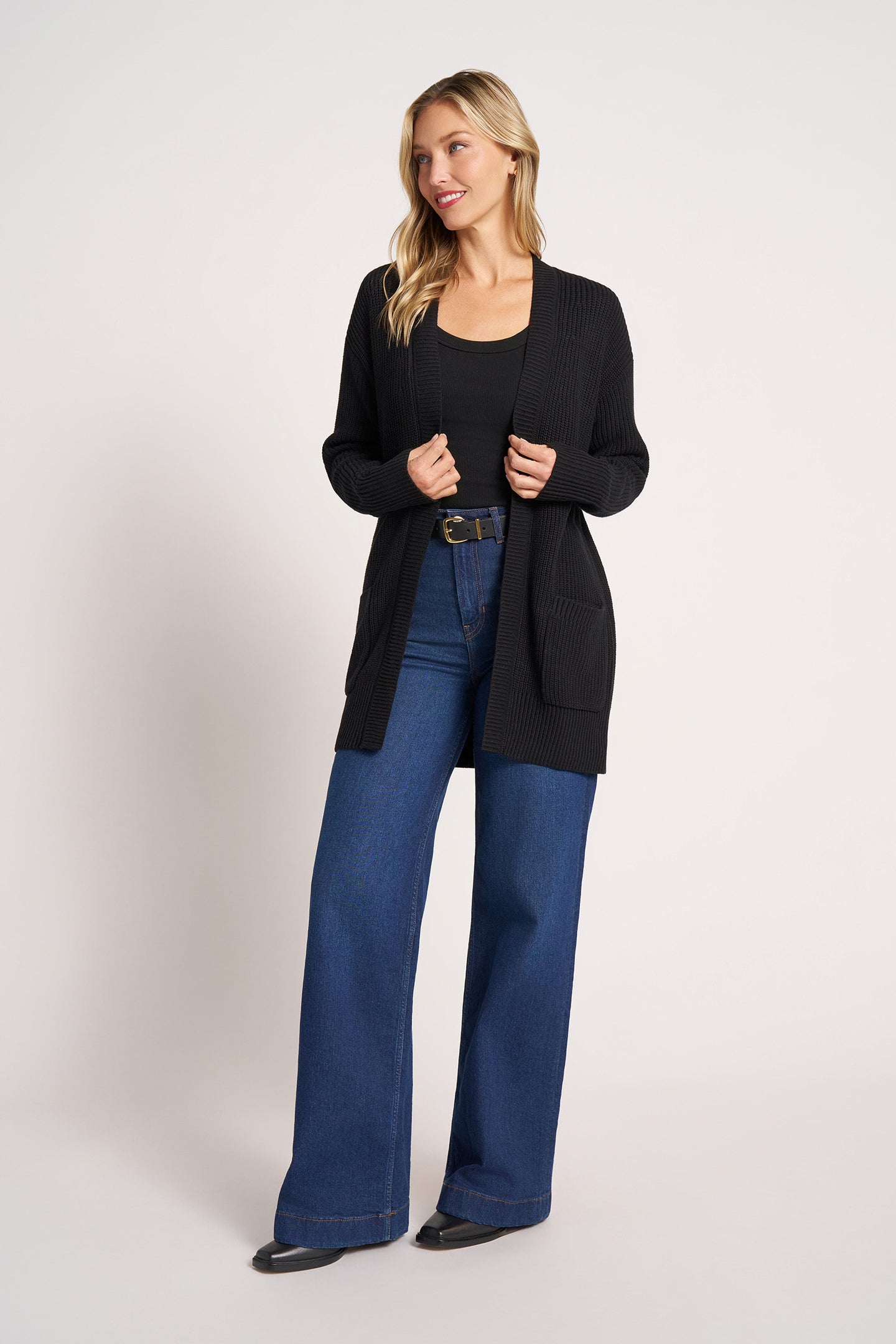 MARIN COTTON CARDIGAN - BLACK