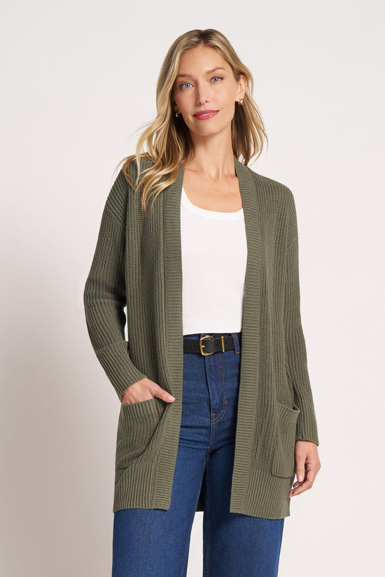 MARIN COTTON CARDIGAN - OLIVE