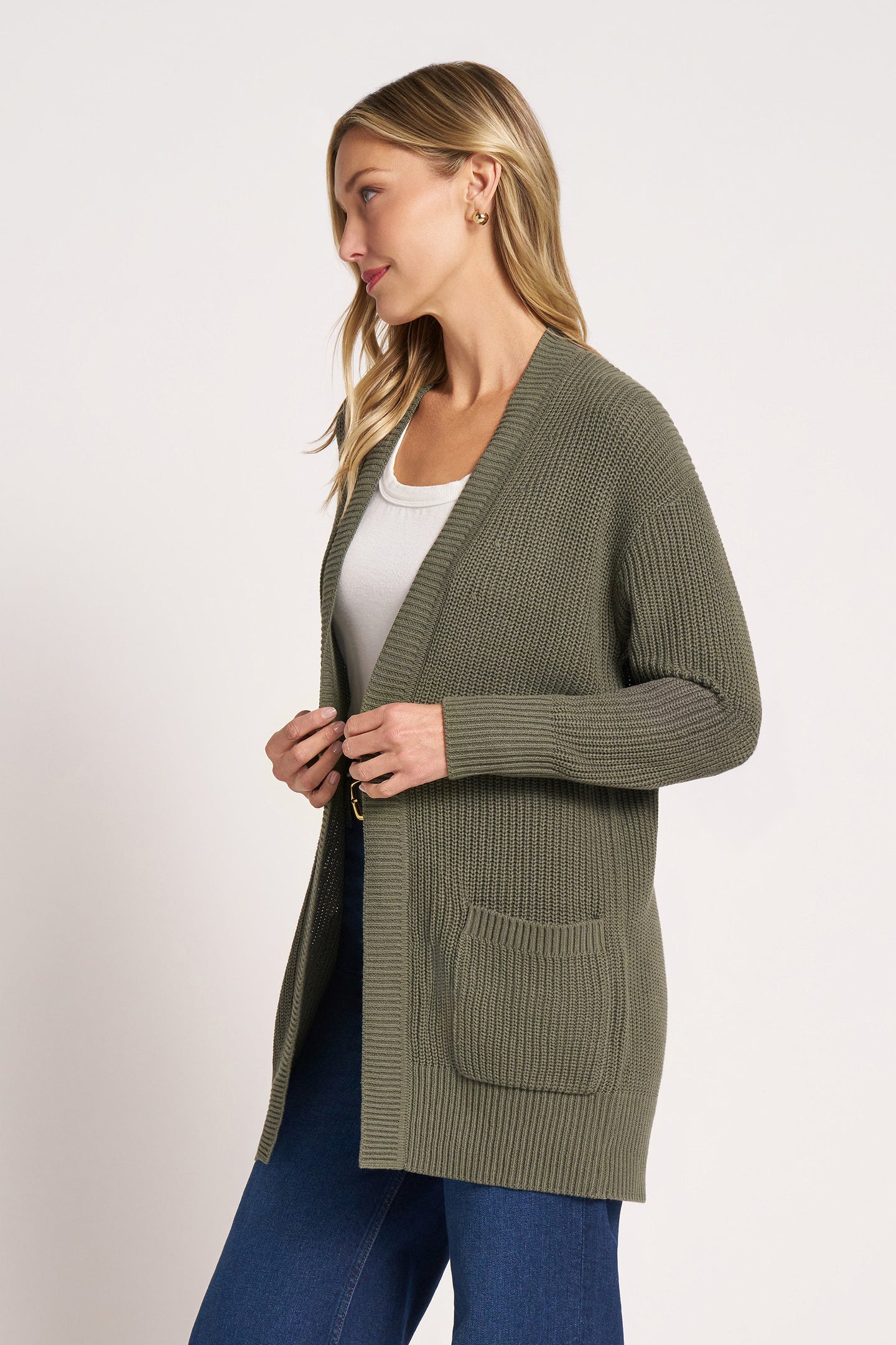 MARIN COTTON CARDIGAN - OLIVE