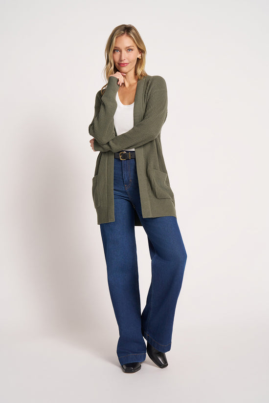 MARIN COTTON CARDIGAN - OLIVE
