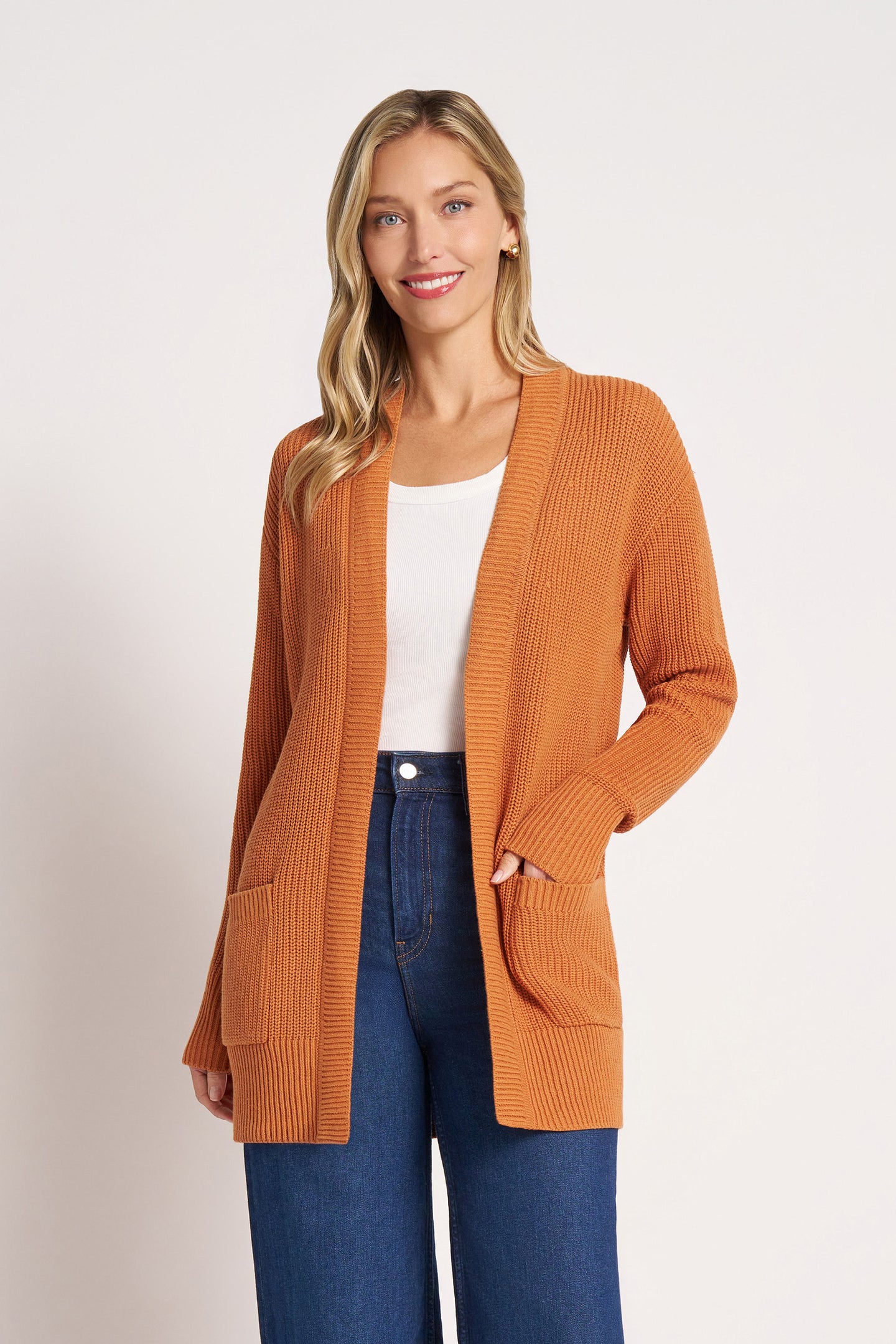 MARIN COTTON CARDIGAN - TANGERINE