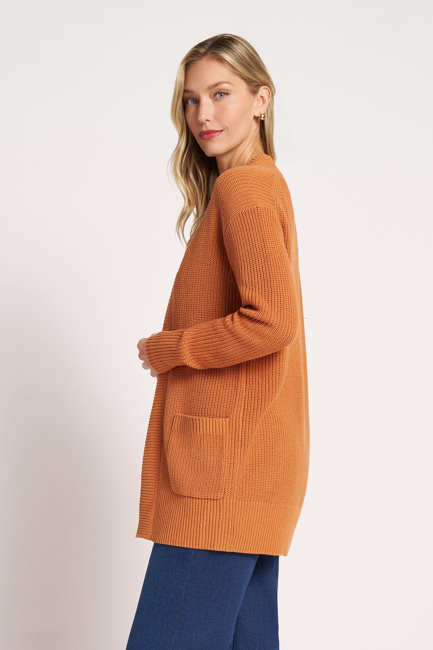MARIN COTTON CARDIGAN - TANGERINE