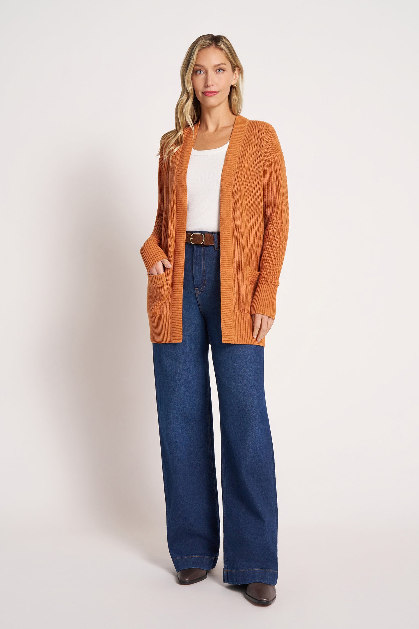 MARIN COTTON CARDIGAN - TANGERINE