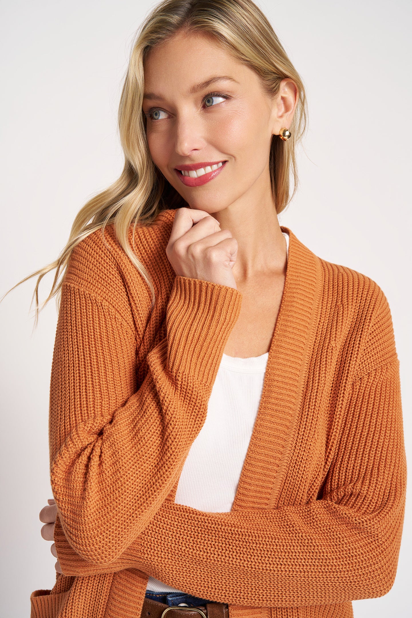 MARIN COTTON CARDIGAN - TANGERINE