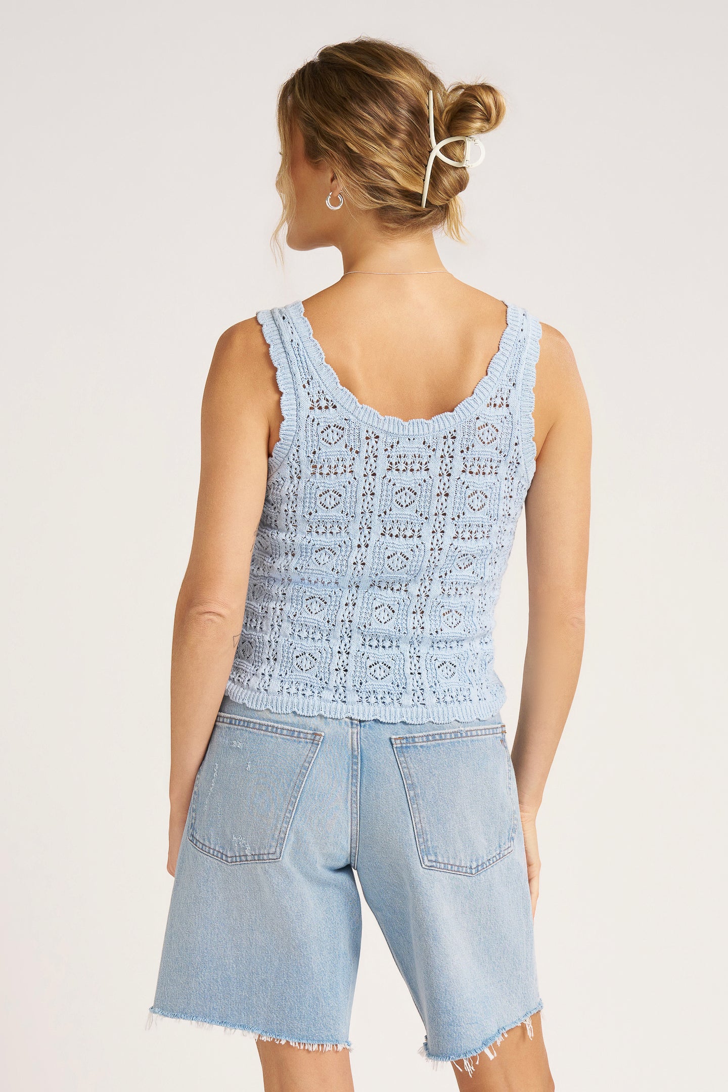 LIOR SCOOP NECK CROCHET TANK - SKY