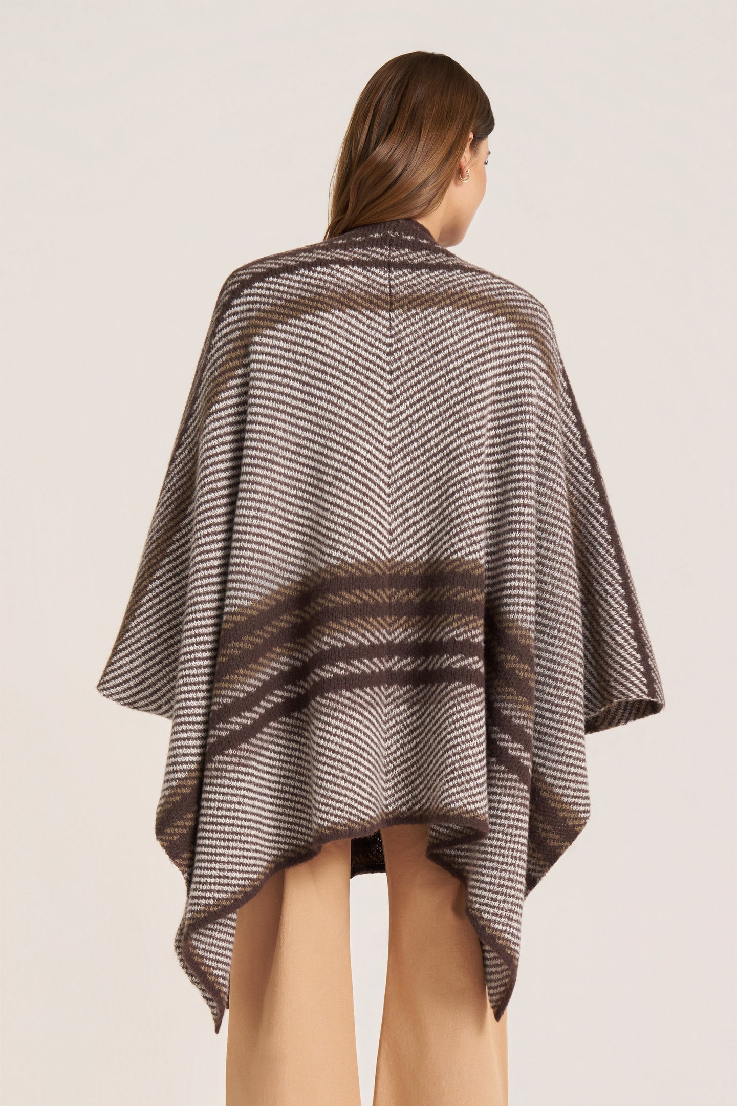 AUSTIN STRIPE PONCHO - CHOCOLATE