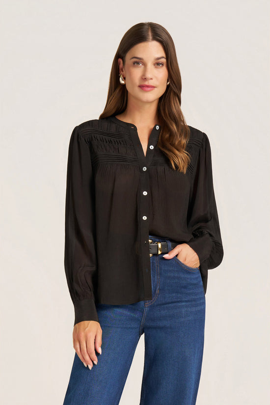 ANDIE PLEATED DETAIL TOP - BLACK