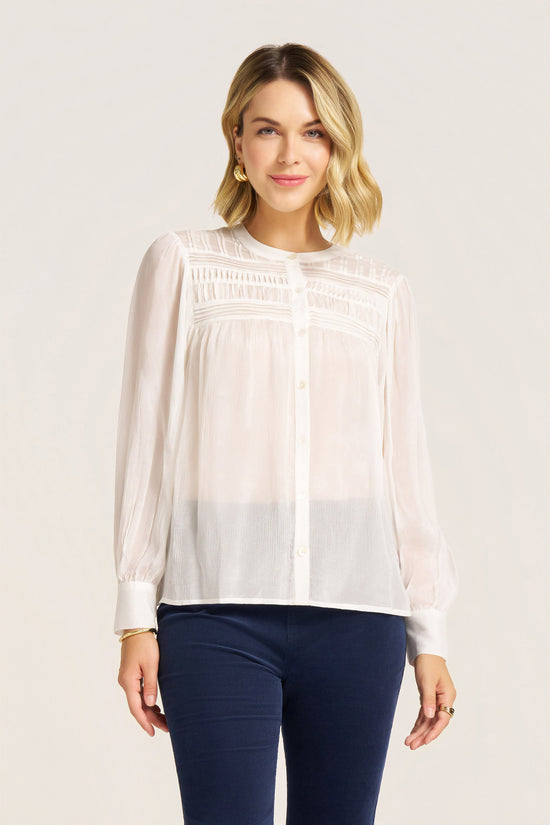 ANDIE PLEATED DETAIL TOP - VELLUM