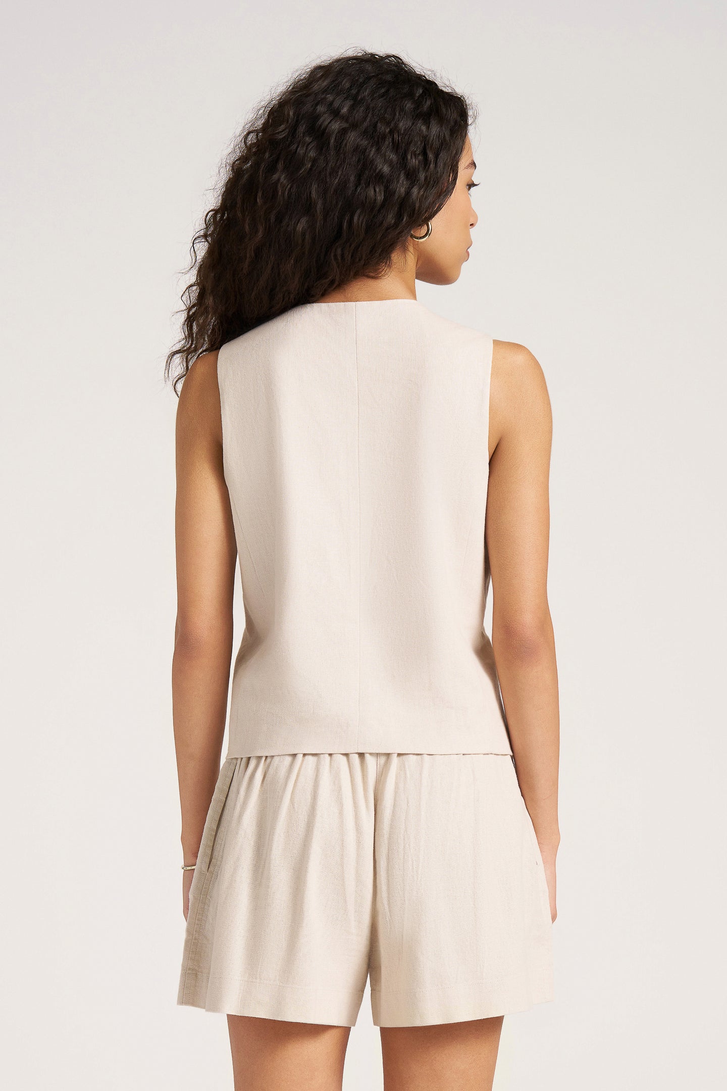 DAVENPORT LINEN BLEND VEST - SAND