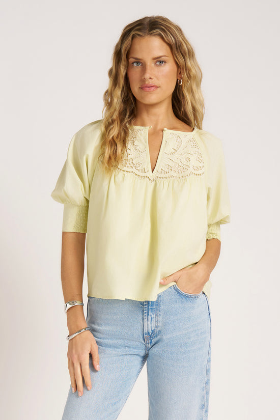 LUMA PUFF SLEEVE POPOVER TOP - LEMONDROP