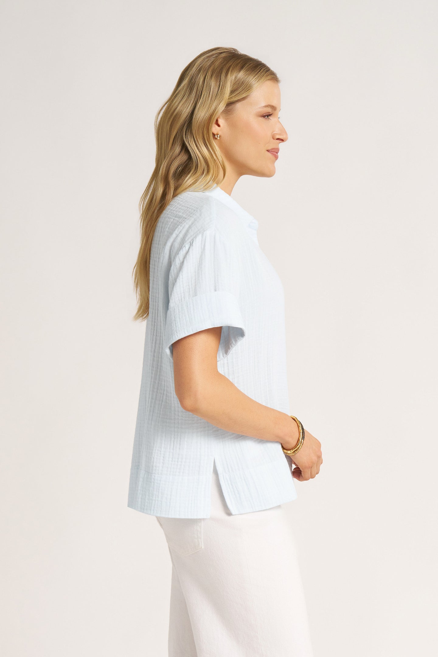 ADRIENNE GAUZE TOP - SKY