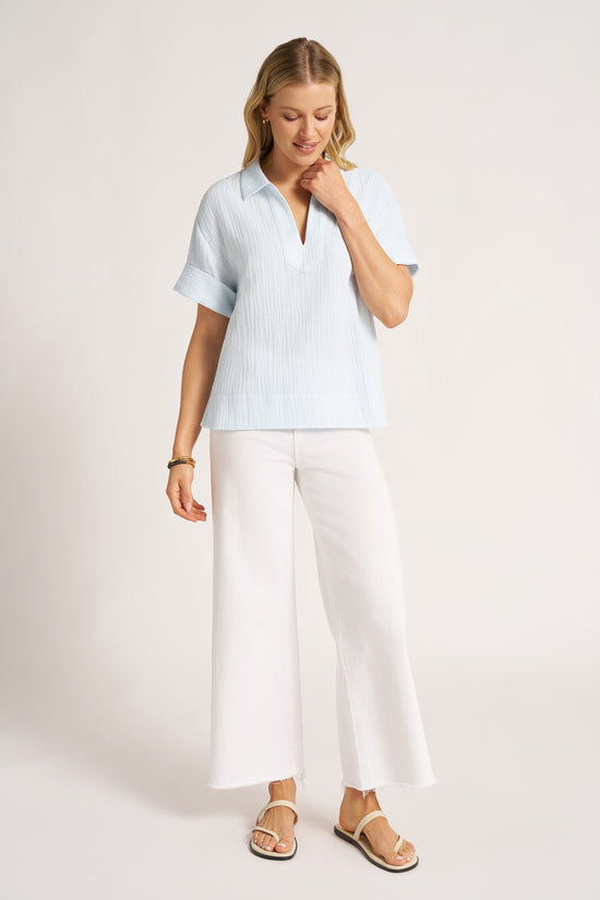 ADRIENNE GAUZE TOP - SKY