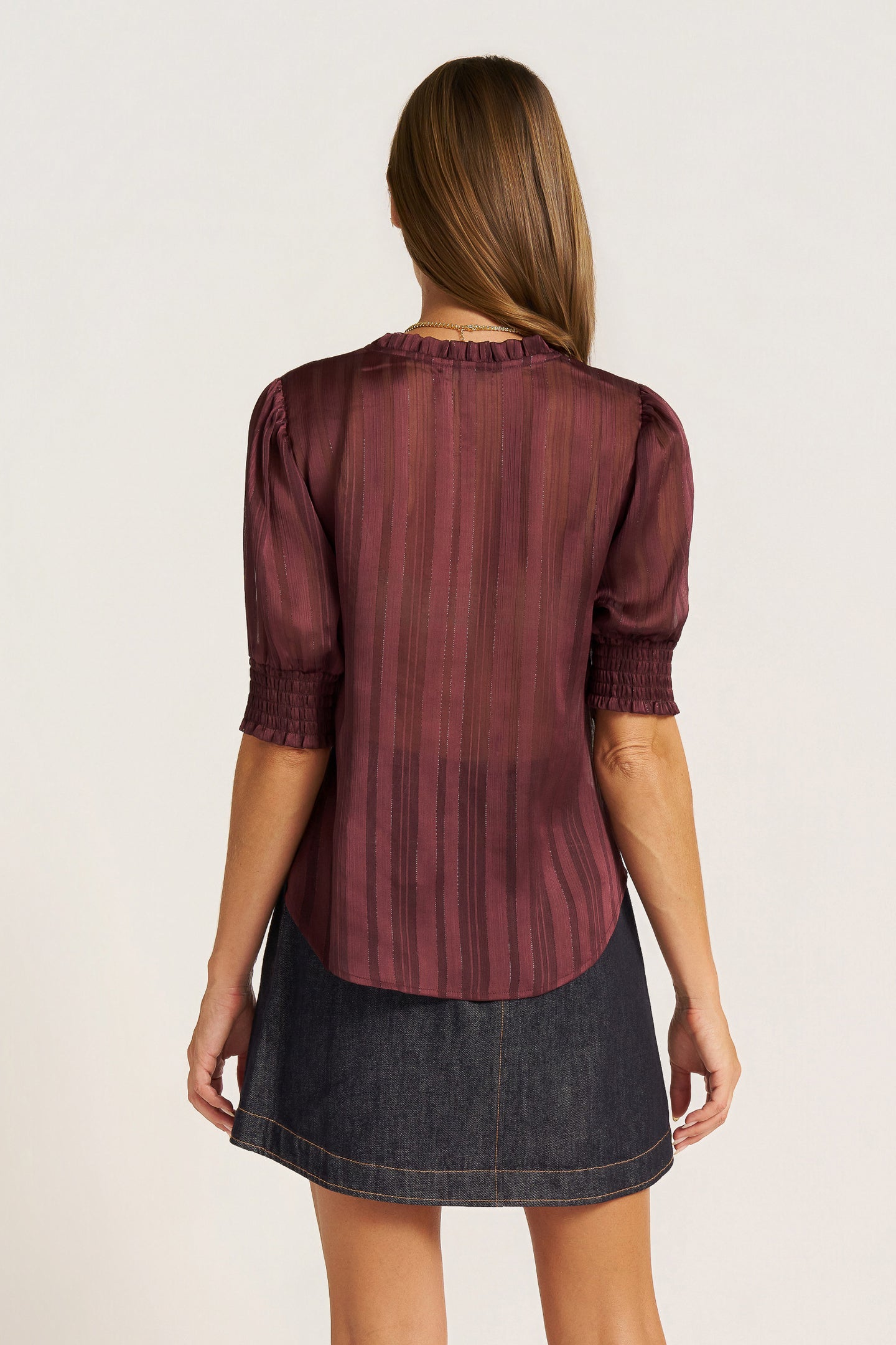 INDIE SHIRRED FRONT DETAIL TOP - LICORICE