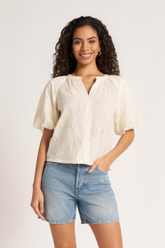 VIOLA BUBBLE SLEEVE BLOUSE - IVORY