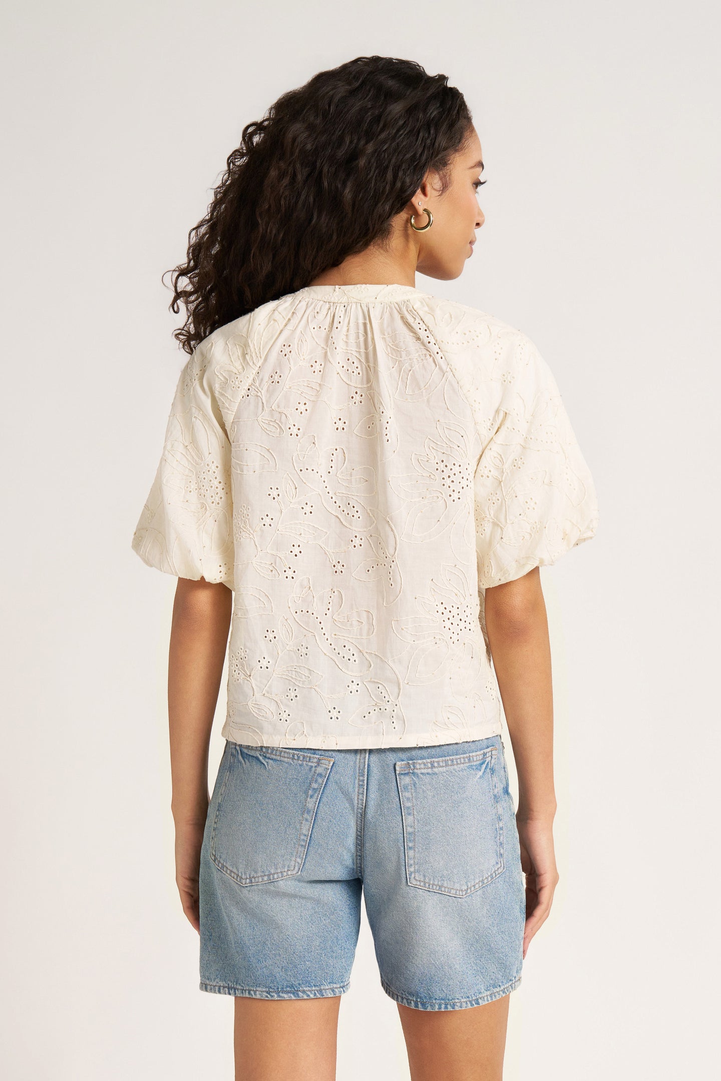 VIOLA BUBBLE SLEEVE BLOUSE - IVORY