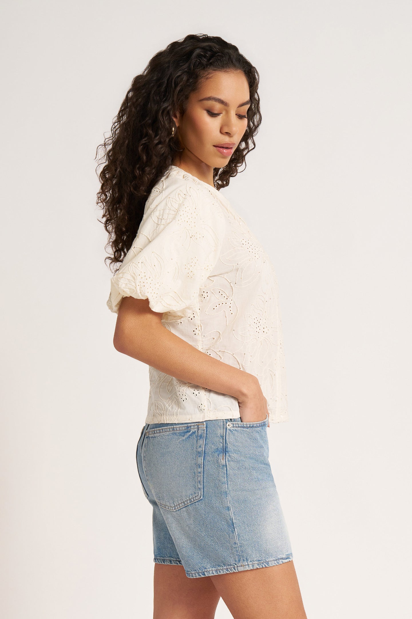 VIOLA BUBBLE SLEEVE BLOUSE - IVORY