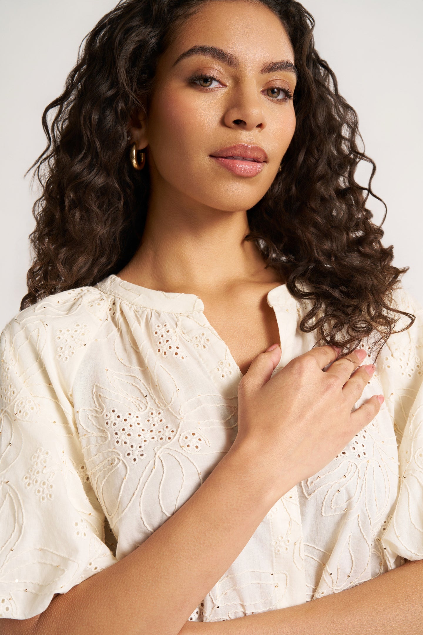 VIOLA BUBBLE SLEEVE BLOUSE - IVORY