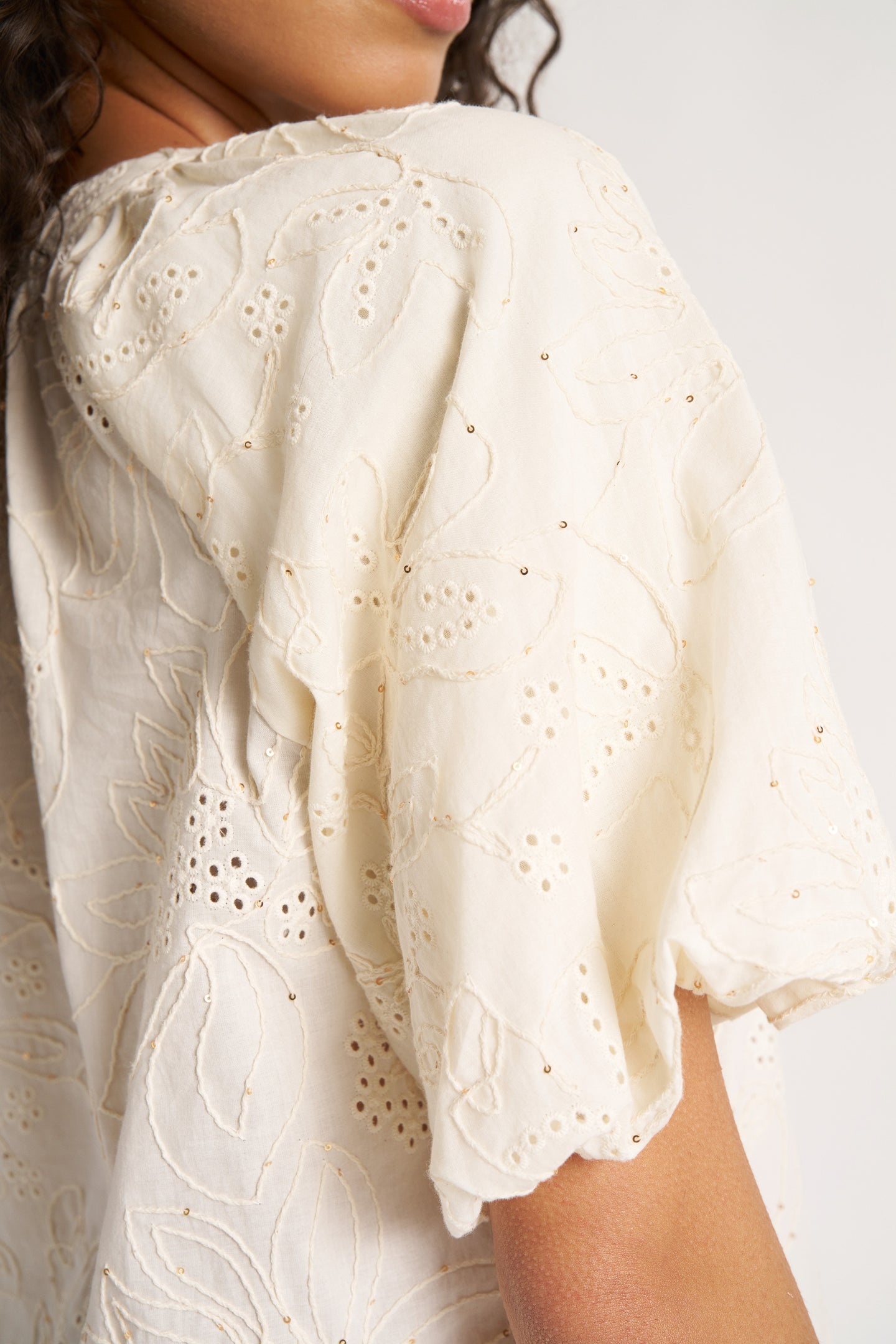 VIOLA BUBBLE SLEEVE BLOUSE - IVORY