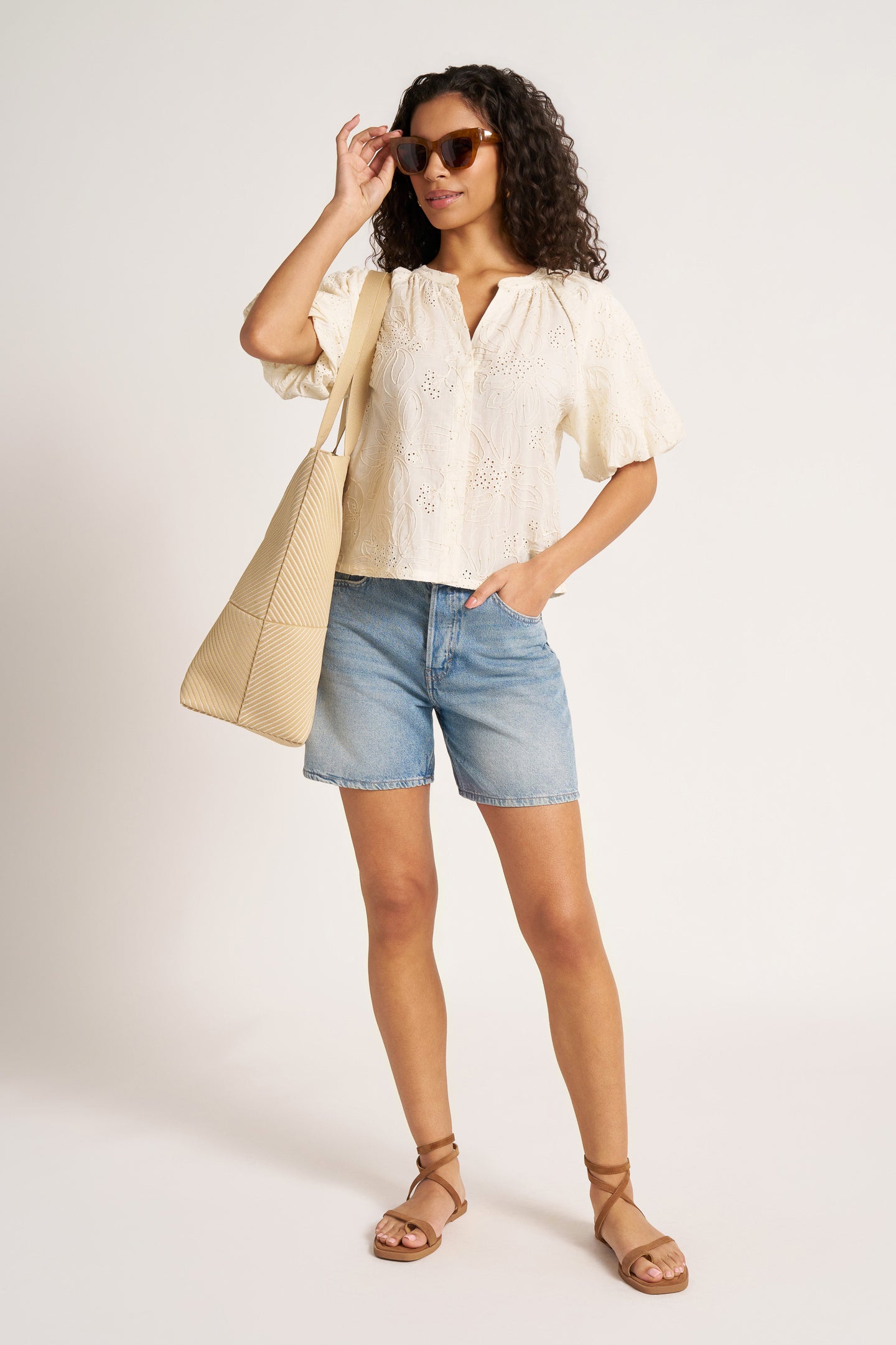 VIOLA BUBBLE SLEEVE BLOUSE - IVORY