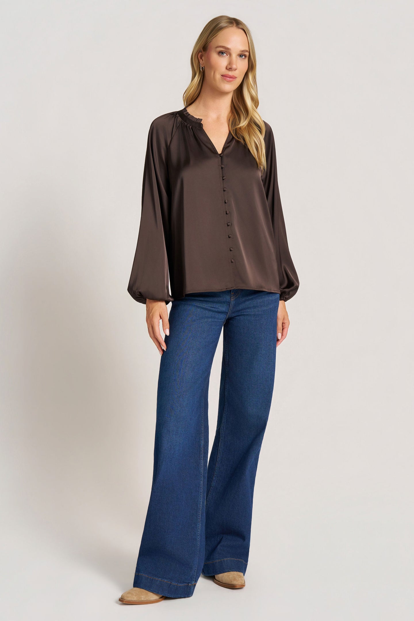 LOTTIE L/S BLOUSE - CHOCOLATE