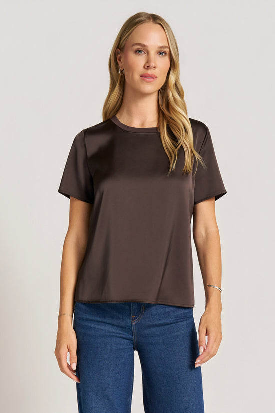 CLOVE SATIN TEE - CHOCOLATE