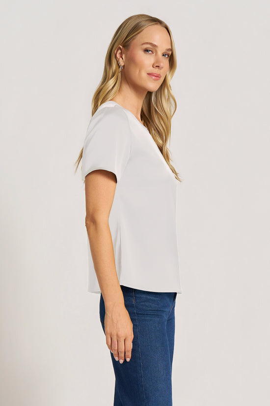 CLOVE SATIN TEE - VELLUM