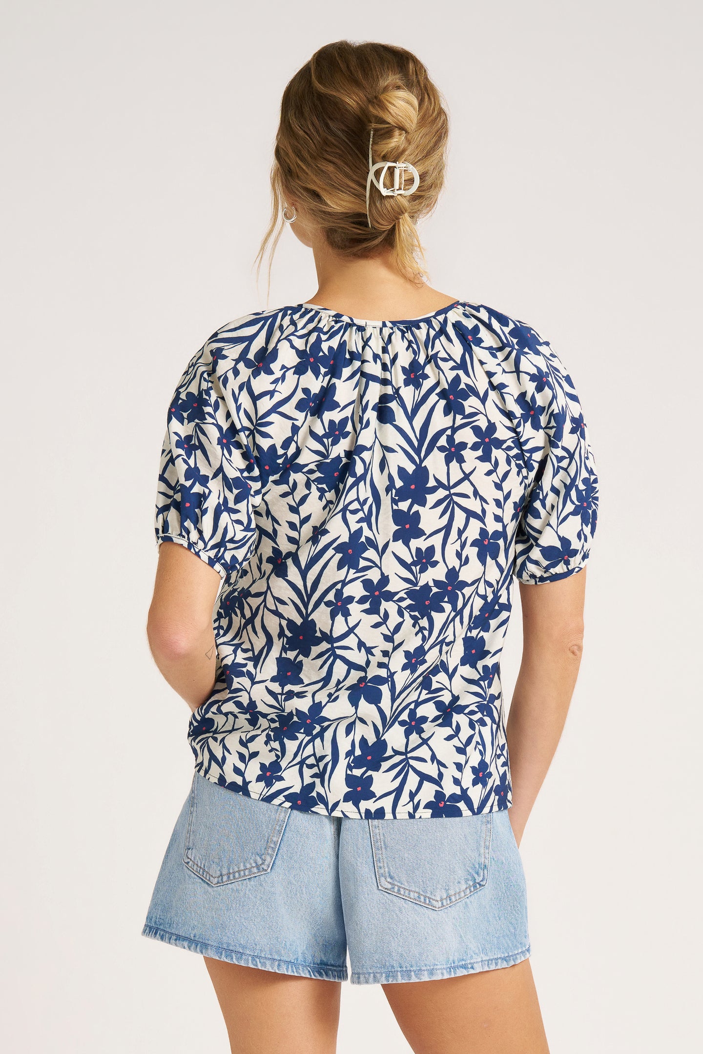 ZIA RAGLAN SLEEVE TOP - VELLUM/NAVY