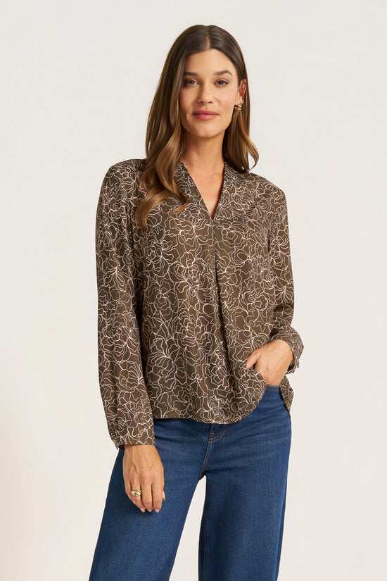 KENSAL L/S BLOUSE - MOSS/ BLUSH