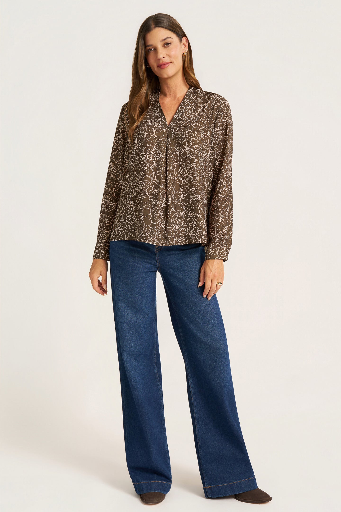 KENSAL L/S BLOUSE - MOSS/ BLUSH