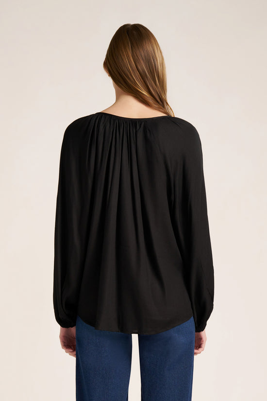 LONG RAGLAN SLV BLOUSE - BLACK